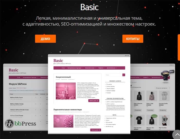 Обзор и описание темы Basic для WordPress